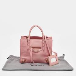 Balenciaga Pink Leather Mini Metallic Edge Papier A4 Tote