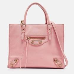 Balenciaga Pink Leather Mini Metallic Edge Papier A4 Tote