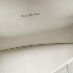 Balenciaga White Croc Embossed Leather XS Hourglass Top Handle Bag