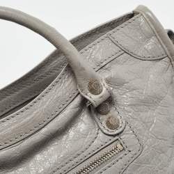 Pre Owned Balenciaga Grey Glossy Leather Small Classic City RH Tote