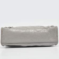 Pre Owned Balenciaga Grey Glossy Leather Small Classic City RH Tote
