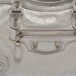 Pre Owned Balenciaga Grey Glossy Leather Small Classic City RH Tote