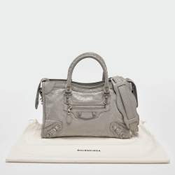 Pre Owned Balenciaga Grey Glossy Leather Small Classic City RH Tote