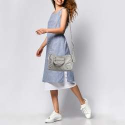 Pre Owned Balenciaga Grey Glossy Leather Small Classic City RH Tote