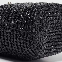 Pre Owned Balenciaga Black Woven Leather and Straw Le Cagole Basket Tote