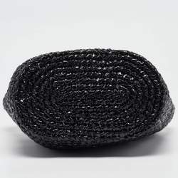 Pre Owned Balenciaga Black Woven Leather and Straw Le Cagole Basket Tote