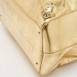 Balenciaga Gold Leather Bowling Bag