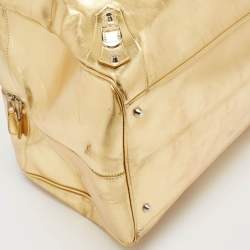 Balenciaga Gold Leather Bowling Bag
