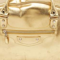 Balenciaga Gold Leather Bowling Bag