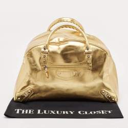 Balenciaga Gold Leather Bowling Bag