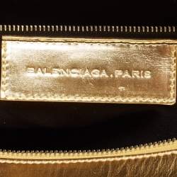 Balenciaga Gold Leather Bowling Bag