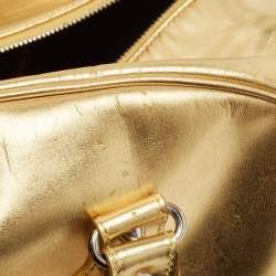 Balenciaga Gold Leather Bowling Bag