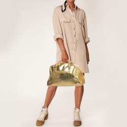 Balenciaga Gold Leather Bowling Bag