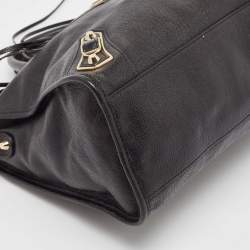 Pre Owned Balenciaga Black Leather Metallic Edge Classic City Bag