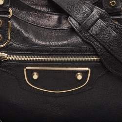 Pre Owned Balenciaga Black Leather Metallic Edge Classic City Bag