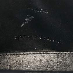 Pre Owned Balenciaga Black/White Leather Allover Logo XS Hourglass Top Handle Bag