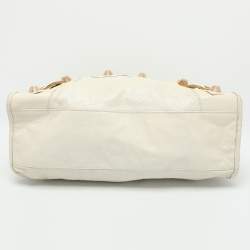 Pre Owned Balenciaga Cream Leather Giant 21 Motorcycle City Tote