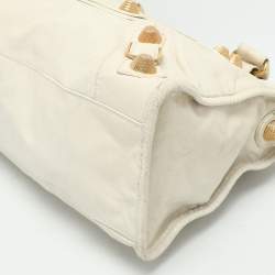Pre Owned Balenciaga Cream Leather Giant 21 Motorcycle City Tote