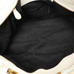 Pre Owned Balenciaga Cream Leather Giant 21 Motorcycle City Tote