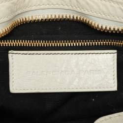 Pre Owned Balenciaga Cream Leather Giant 21 Motorcycle City Tote