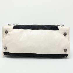 Pre Owned Balenciaga Navy Blue/Cream Suede and Leather Giant 21 Work Tote