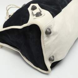 Pre Owned Balenciaga Navy Blue/Cream Suede and Leather Giant 21 Work Tote