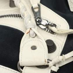 Pre Owned Balenciaga Navy Blue/Cream Suede and Leather Giant 21 Work Tote