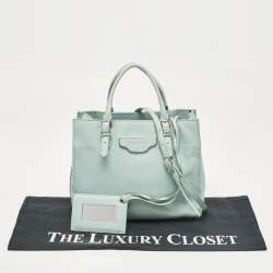 مملوكة مسبقًا Balenciaga Light Turquoise Leather Mini Papier A4 Tote
