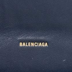 Pre Owned Balenciaga Blue Croc Embossed Leather Hourglass Flat Pouch 
