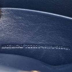 Pre Owned Balenciaga Blue Croc Embossed Leather Hourglass Flat Pouch 