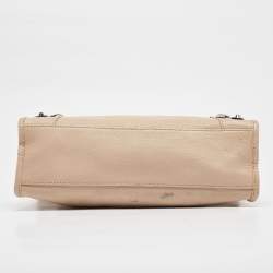 Pre Owned Balenciaga Beige Leather Small Metallic Edge Classic City Tote