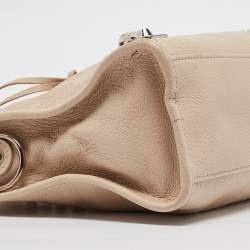 Pre Owned Balenciaga Beige Leather Small Metallic Edge Classic City Tote