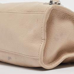 Pre Owned Balenciaga Beige Leather Small Metallic Edge Classic City Tote