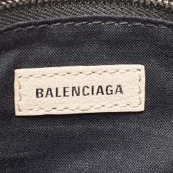 Pre Owned Balenciaga Beige Leather Small Metallic Edge Classic City Tote