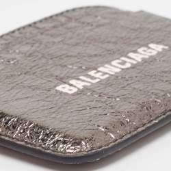 Balenciaga Metallic Leather Logo Card Holder