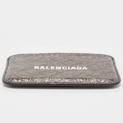 Balenciaga Metallic Leather Logo Card Holder