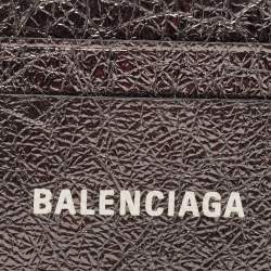 Balenciaga Metallic Leather Logo Card Holder