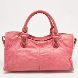 Pre Owned Balenciaga Fuchsia Leather GGH Part Time Bag