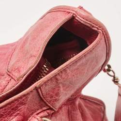 Pre Owned Balenciaga Fuchsia Leather GGH Part Time Bag