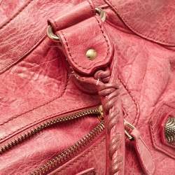 Pre Owned Balenciaga Fuchsia Leather GGH Part Time Bag