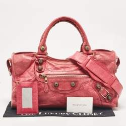 Pre Owned Balenciaga Fuchsia Leather GGH Part Time Bag