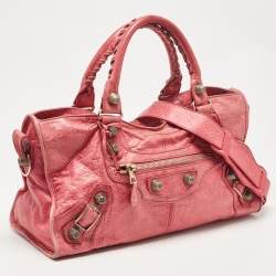 Pre Owned Balenciaga Fuchsia Leather GGH Part Time Bag