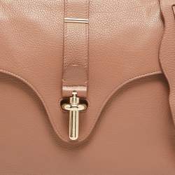 مملوكة مسبقًا حقيبة بالنسياغا جلد بني فاتح مشبك أنبوبي بيد علوية