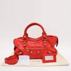 Pre Owned Balenciaga Red Leather Giant Hardware Part Time Tote