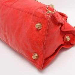Pre Owned Balenciaga Red Leather Giant Hardware Part Time Tote