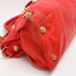 Pre Owned Balenciaga Red Leather Giant Hardware Part Time Tote