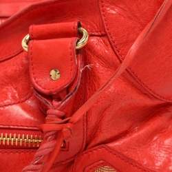 Pre Owned Balenciaga Red Leather Giant Hardware Part Time Tote
