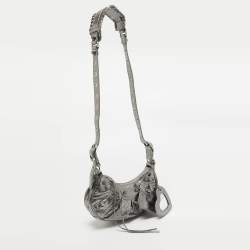 Balenciaga Metallic Grey Patent Leather XS Le Cagole Shoulder Bag