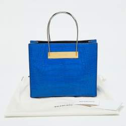 Balenciaga Blue Alligator Leather Cable Handle Tote