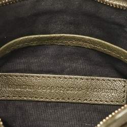 Pre Owned Balenciaga Olive Green Leather Nano City Metallic Edge Tote